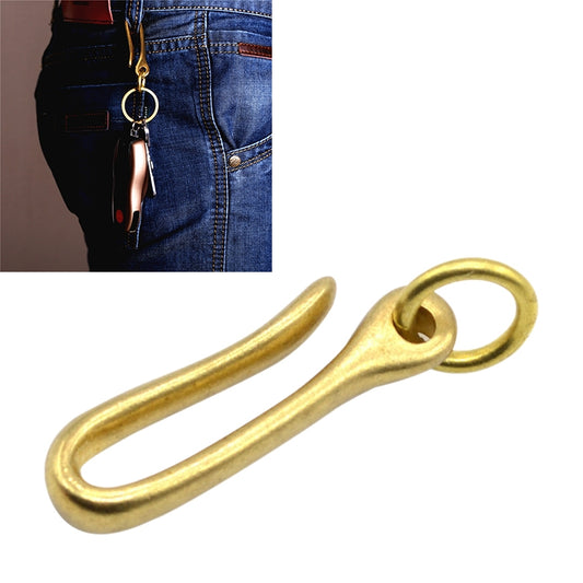 Brass fishhook key chain with key ring and hanging hook