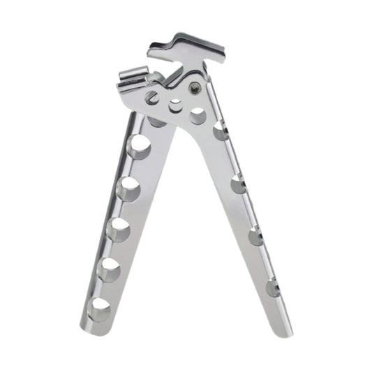 Metal pot handle gripper tool with hinged arms and locking jaw