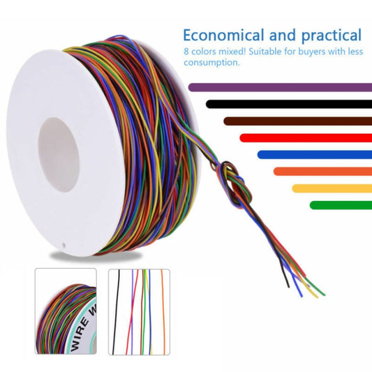 Coiled multicolor PVC-insulated wrapping wire with loose wire ends
