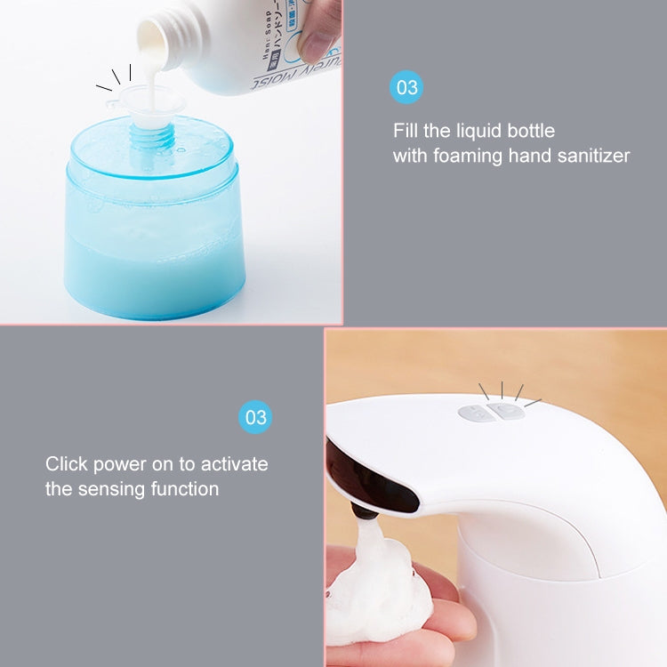 Foam soap dispenser setup, pouring liquid into the tank and activating the sensor