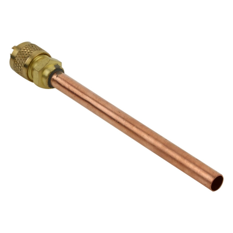 Copper tube access valve with brass connector and open tube end