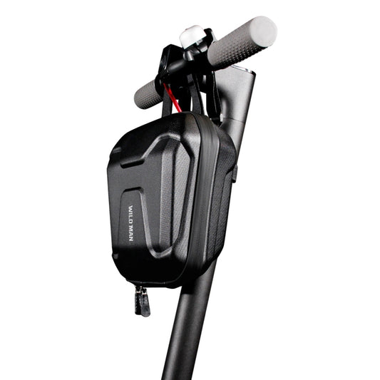 Front hard-shell bicycle bag in dark gray with top handle and side straps