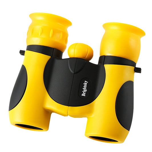 Children binocular telescope in yellow with black eyecups and focus wheel