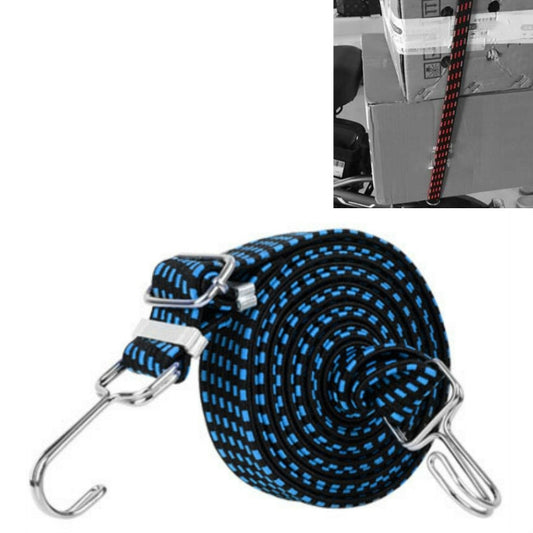 Blue elastic luggage tie-down strap set, coiled rope with two metal S hooks