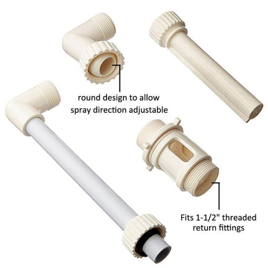 White adjustable direction pool fountain spray nozzles with round collar fittings