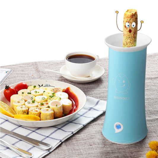 Blue egg roll maker with wide base and small cooking pan