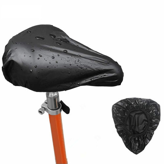 Black waterproof bicycle saddle cover with small vent holes, PVC rain protection