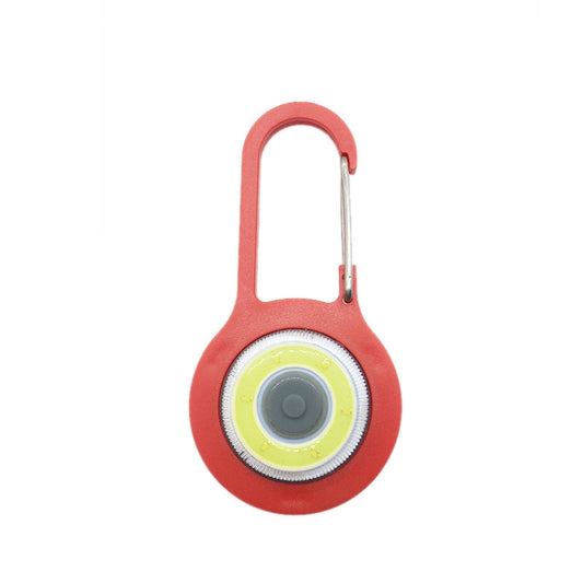 Red mini carabiner COB flashlight keychain with round LED light head