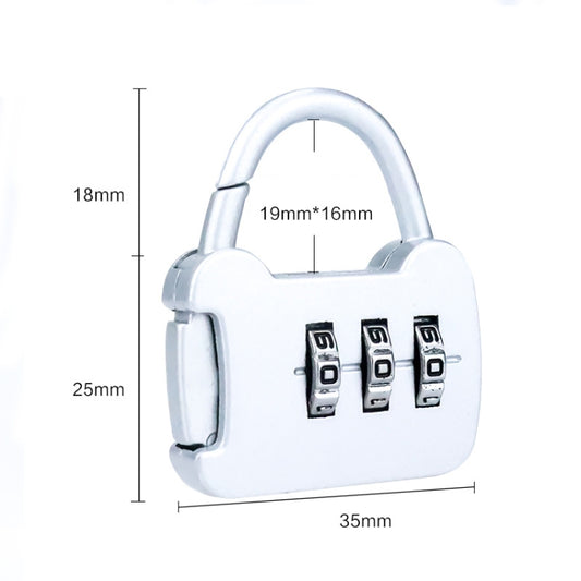 Mini digital password padlock, white body with arched shackle and 3 black number dials