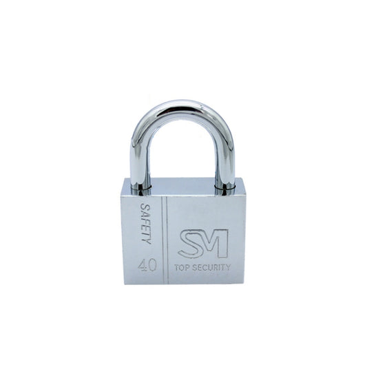Stainless steel padlock with U-shaped shackle, 40mm body width, closed lock