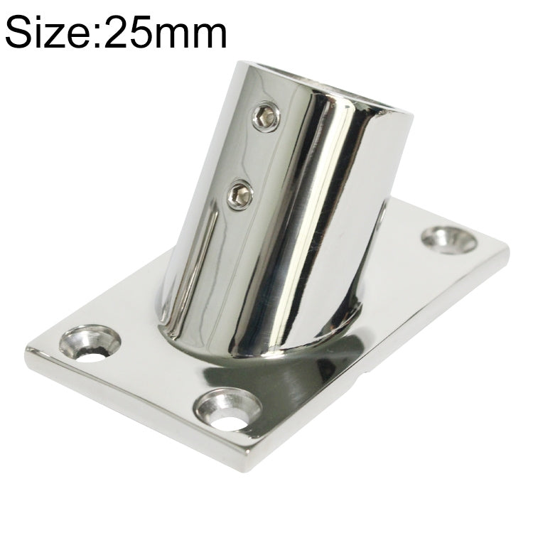 316 stainless steel 60-degree square tube base mount, polished, size 25mm, with holes