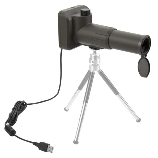 USB digital telescope with 20X lens, tripod stand, and USB cable