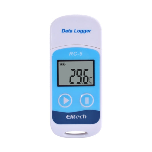 USB temperature data logger, white/blue, LCD screen, Elitech RC-5