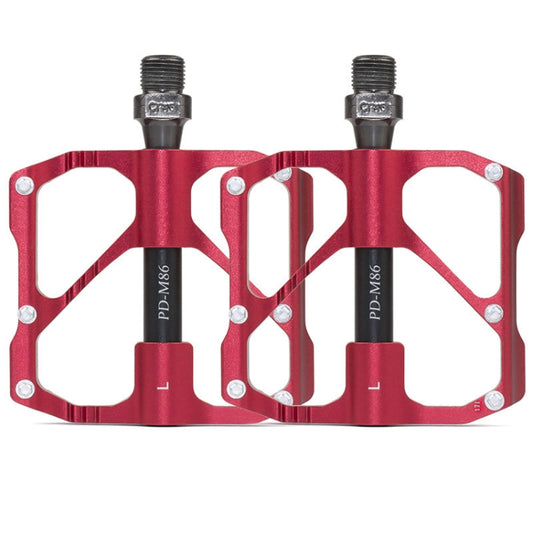 PROMEND aluminum bicycle pedals pair, red anodized platform with metal pins