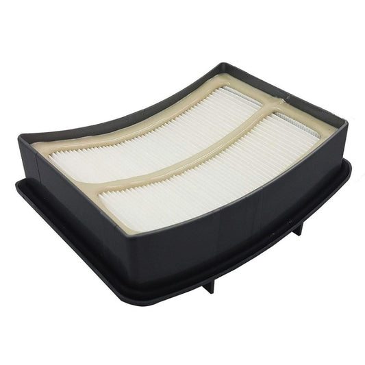 Vacuum cleaner filter with black housing and white pleated paper media