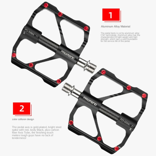 Dual-sided carbon bicycle pedals with titanium axle and anti-slip platform, pair view