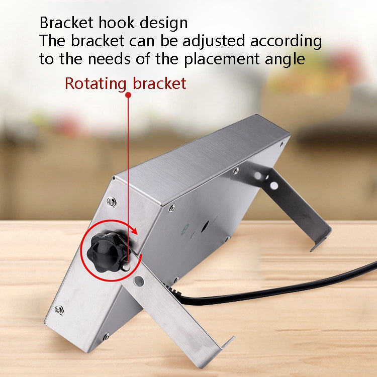 Brushed stainless steel timer base with screws, mounting points, and power cable outlet