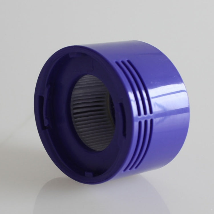 Purple HEPA filter cylinder with vented housing and pleated gray core