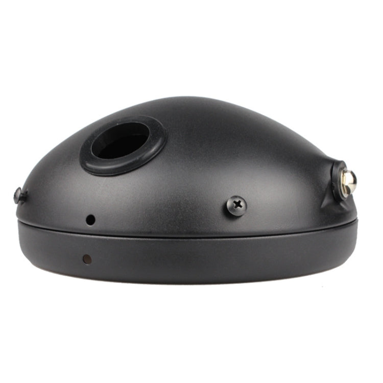 Black motorcycle headlight rear shell dome with top opening and side screw points