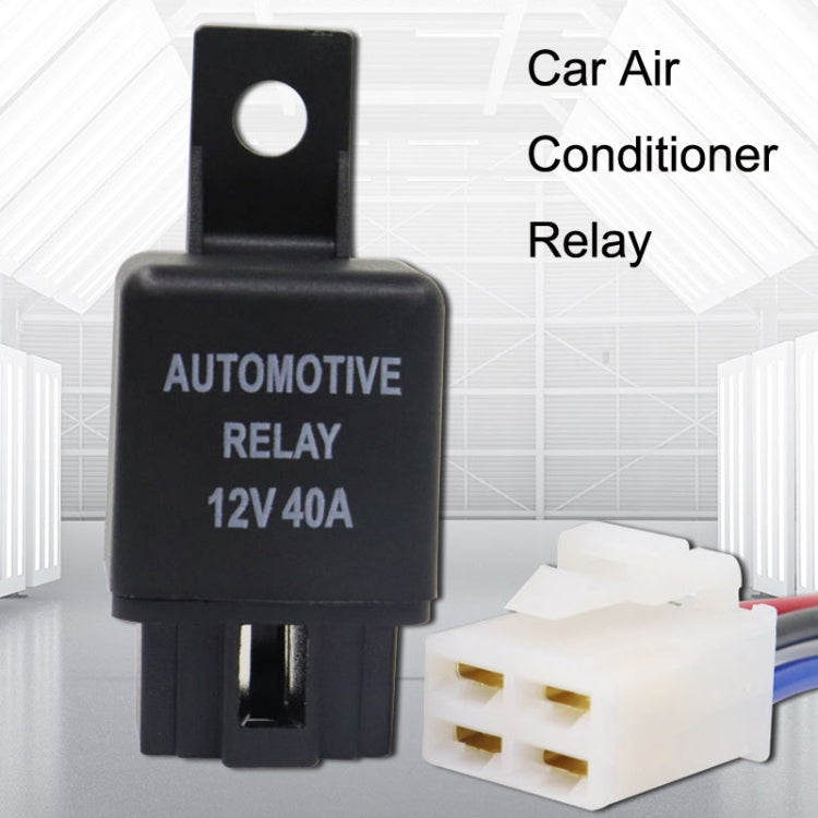 Automotive car air conditioner relay with white 3-pin connector, black housing, 12V 40A