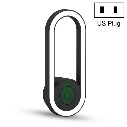 Black ultrasonic electronic mosquito repellent with circular power button and loop design