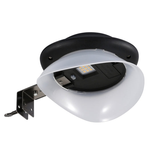 Solar wall lamp with black top and white housing, built-in LED panel