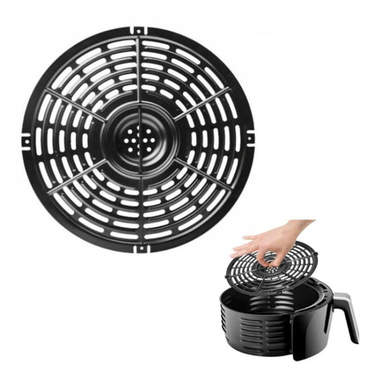 Round crisper divider plate with curved slot pattern and center hole ring