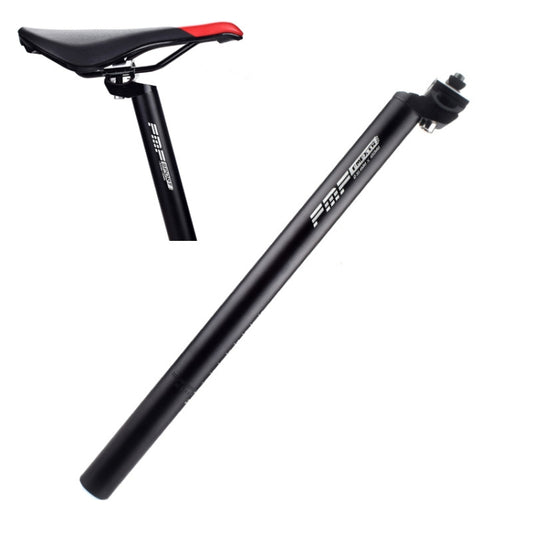 Black aluminum bike seat post with clamp and mounted saddle