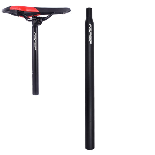 Black extended bicycle seat post with saddle clamp and mounting head