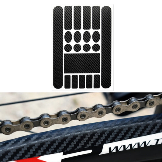 Carbon fiber patterned bicycle chain protection sticker film with matte black cutout blocks