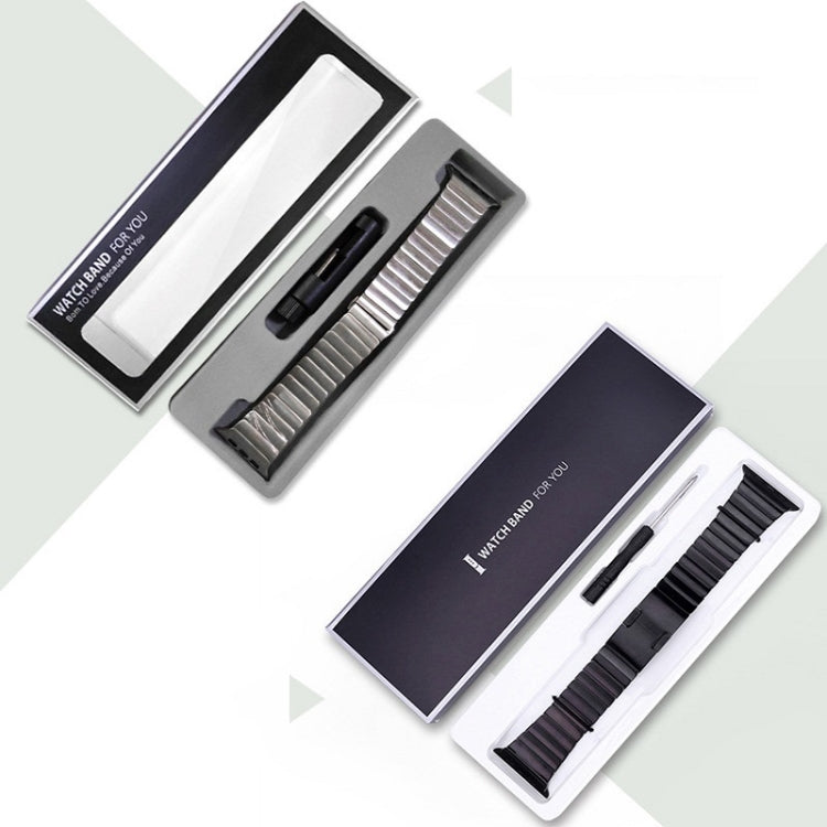Watch strap blister packaging box set, black outer and white inner trays with strap inserts