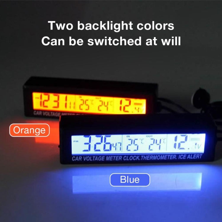 Car LED display with dual backlight colors, orange and blue digital screen