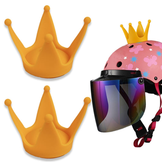 2PCS yellow crown suction helmet decorations, with a pink printed motorcycle helmet shown