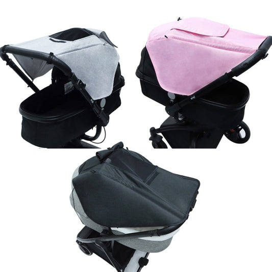 Gray and pink stroller sunshade covers with visible sunroof window