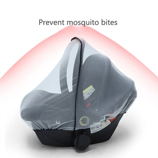 Gray mosquito net canopy cover for newborn stroller cradle with black frame and handles