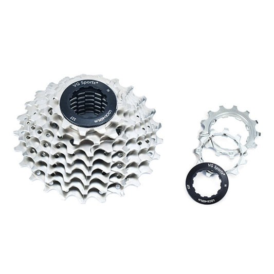 VG Sports bicycle cassette sprocket set, silver cogs with black center