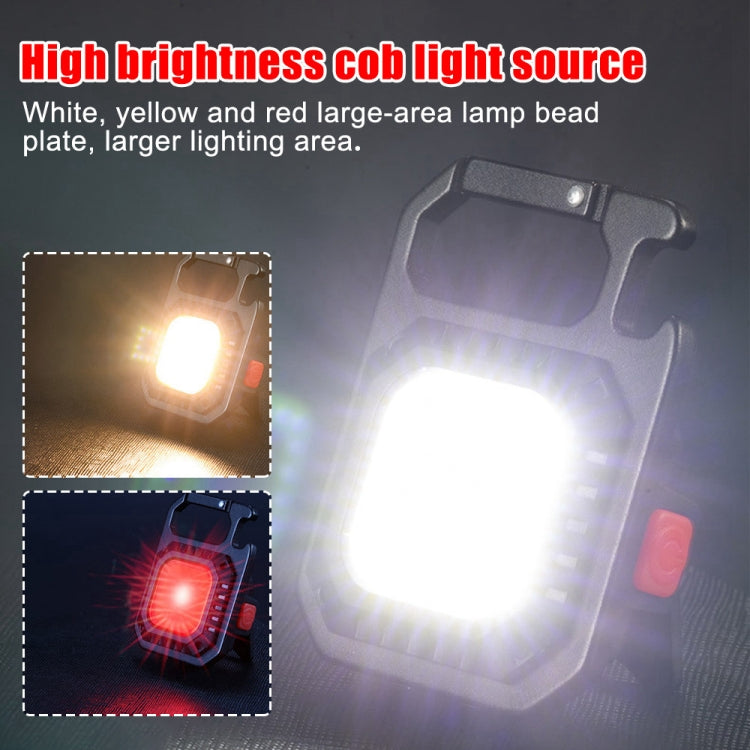 Black mini keychain flashlight with COB lamp bead, wide bright white light