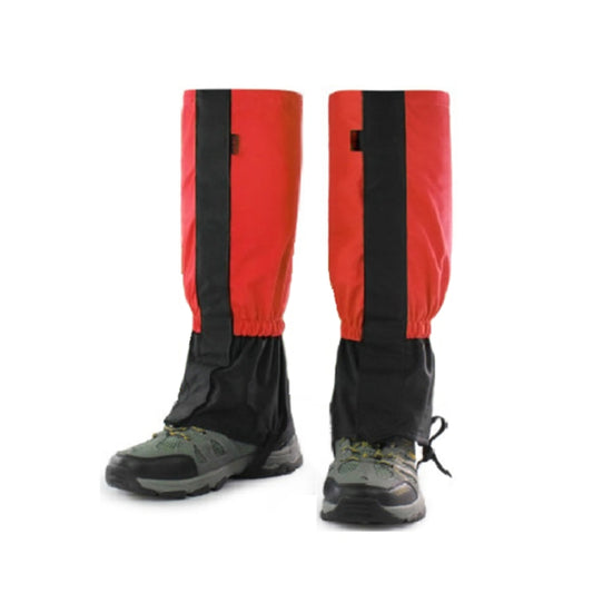 Red and black waterproof sand-proof foot covers with elastic cuffs and lace-tie ankle