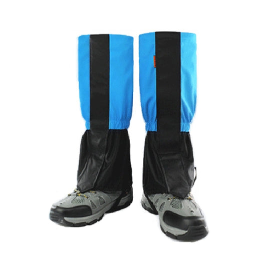 Sky blue and black waterproof sand-proof foot covers with elastic cuffs and lace-tie ankle