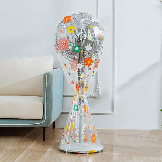 Waterproof fan cover with colorful dinosaur print, long style, cone-shaped base