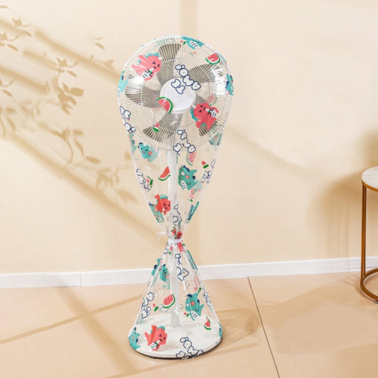Waterproof fan cover with cute cartoon print, long style, cone-shaped cover