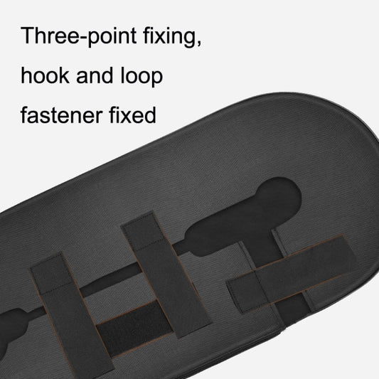 Black chain cover strap area with hook-and-loop fastener detail.