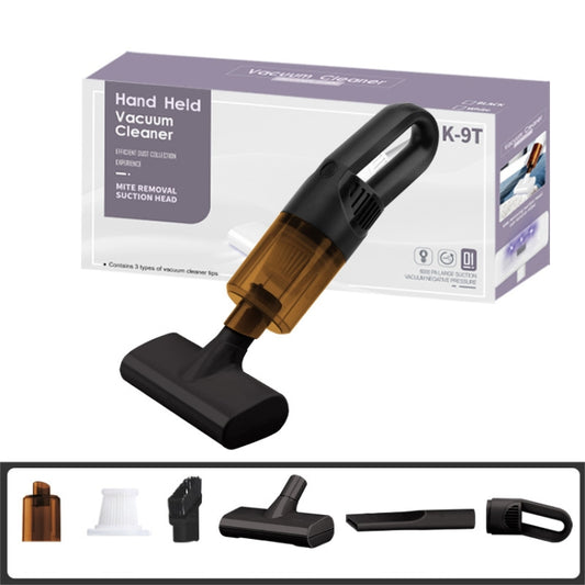 Handheld mite removal vacuum cleaner in black with wide floor brush attachment