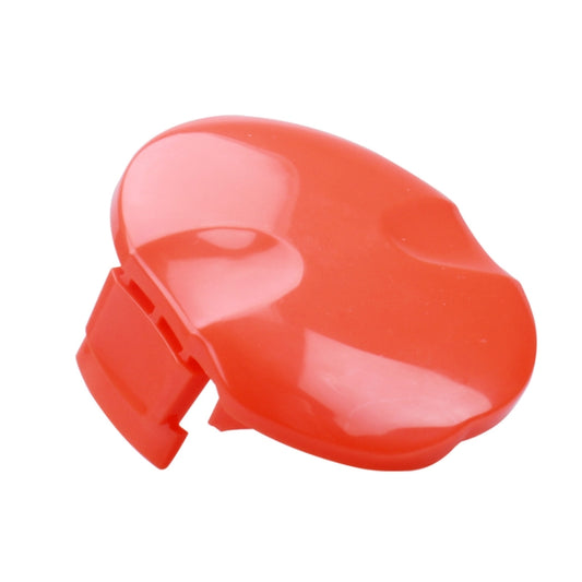 Red Flymo spool cover, rounded housing with latch-like side cutouts
