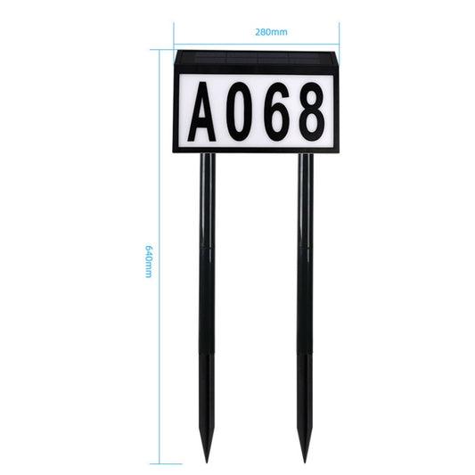 Black solar LED door light stakes with A068 label and 280mm height marking