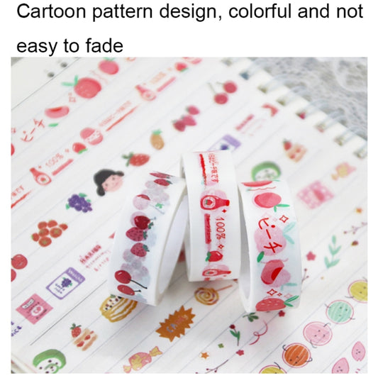 Cartoon-pattern washi tape rolls with small matching tape pieces