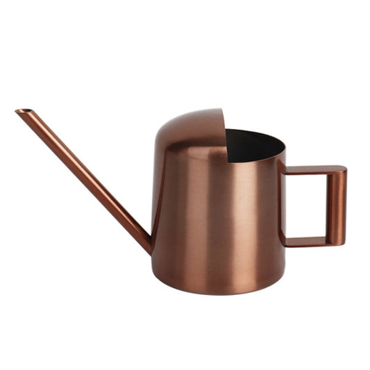 Bronze stainless steel watering can, long spout, square handle, black opening