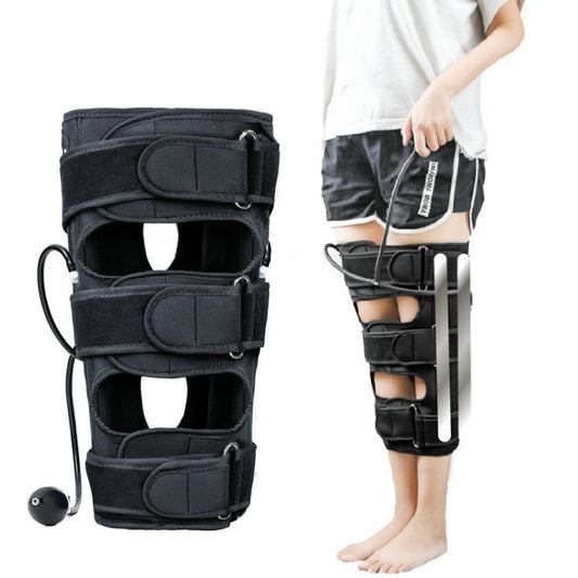 Black multi-belt leg posture correction brace with inflatable pump