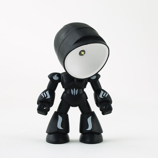 Black cartoon policeman night light desk lamp figure with large round spotlight head