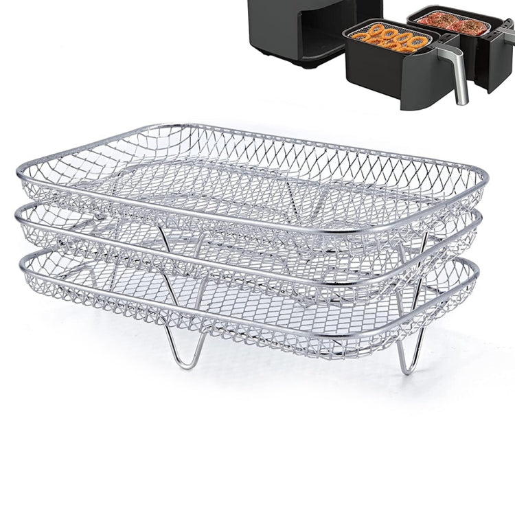 Stackable wire air fryer racks with two mesh trays and support feet